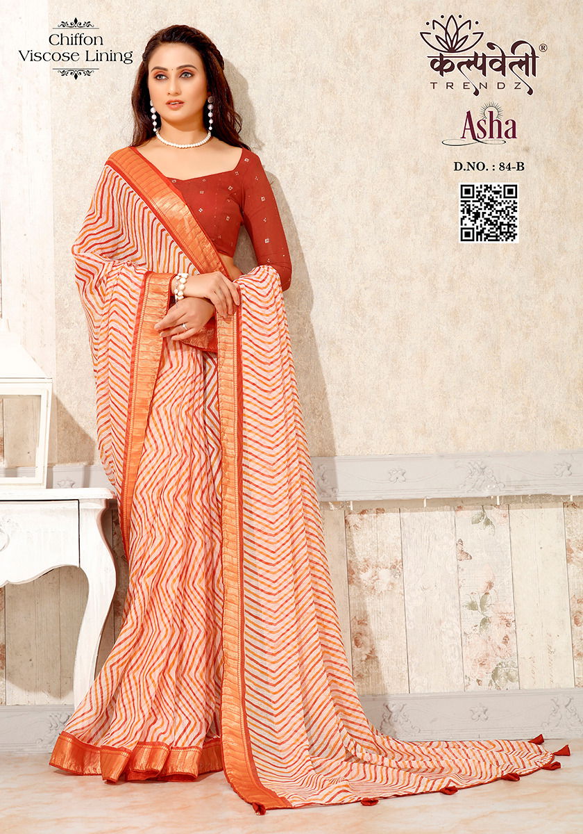 Asha 84  By Kalpatru Printed Chiffon Sarees Wholesale Shop In Surat